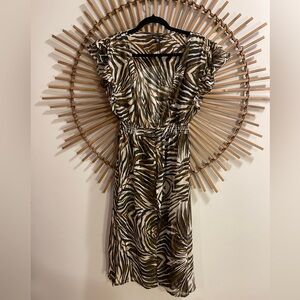 NWT Kendall & Kylie Sheer Duster Kimono Palm Print Ruffle Cover Up Beach Sz M